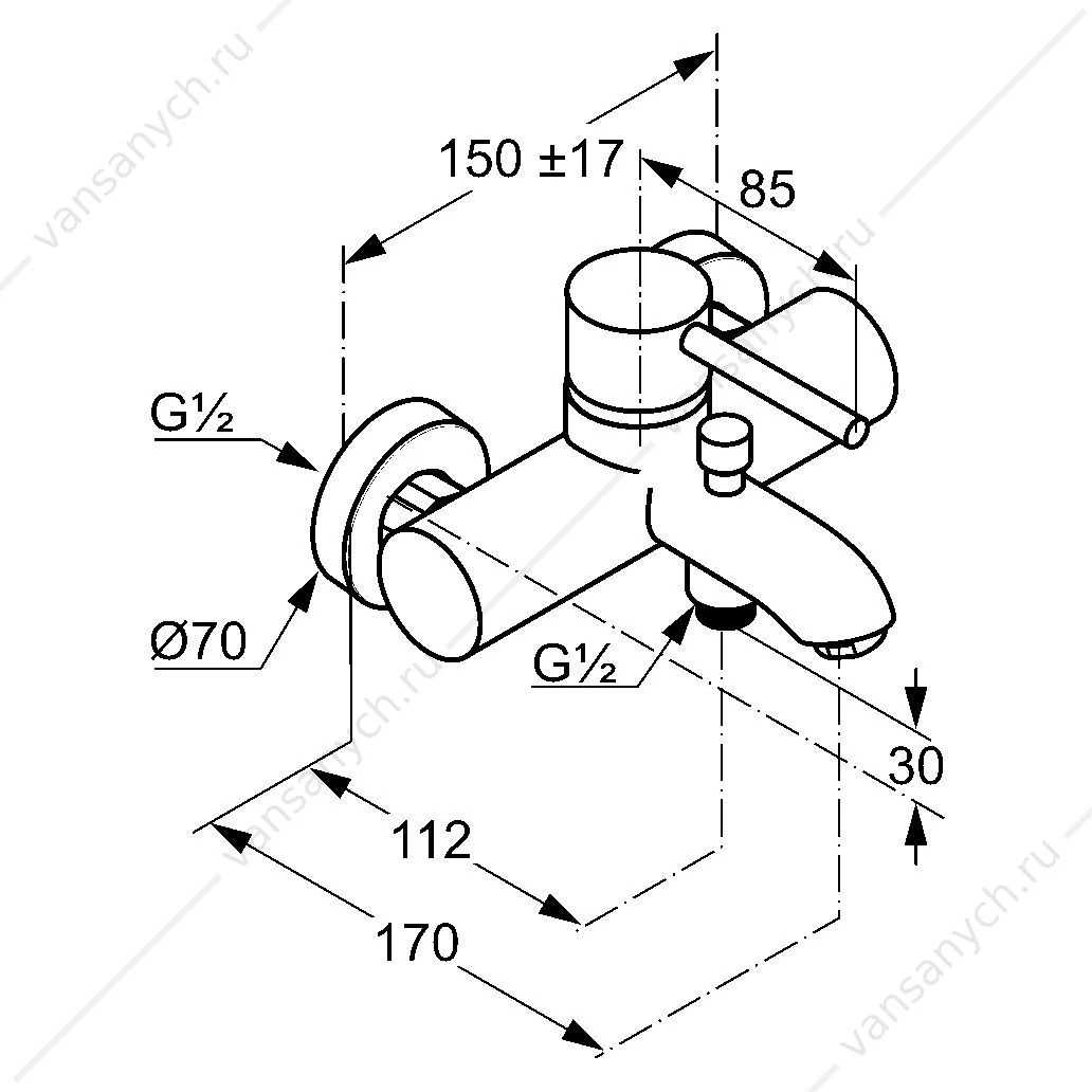 Смеситель для ванны и душа KLUDI BOZZ DN 15, 386910576