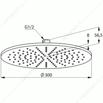 Верхний душ KLUDI A-QA, круглый, плоский, 300 мм, чёрный мат. 6433087-00