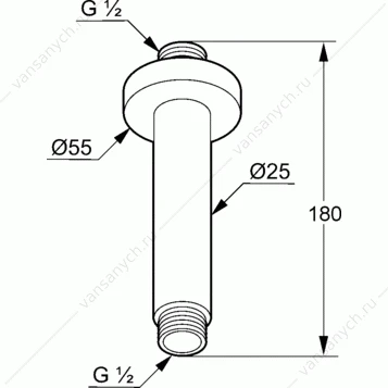 Кронштейн для душа KLUDI 150 мм (потолочный), чёрный мат. 6651587-00