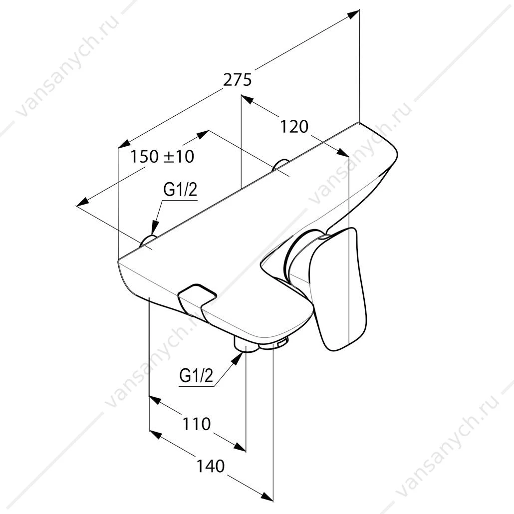 Смеситель для ванны и душа KLUDI AMBIENTA DN 15  хром, 534450575