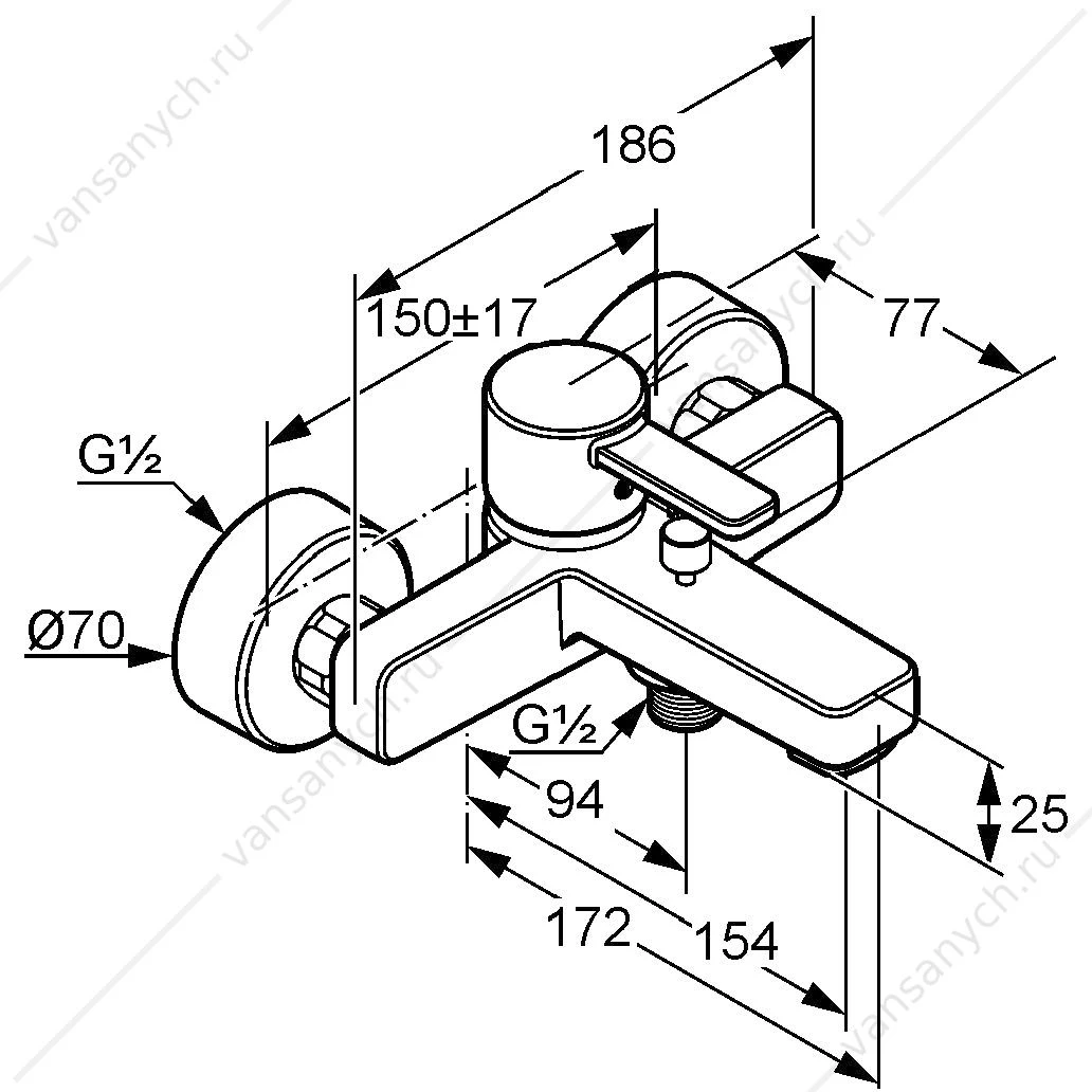 Смеситель для ванны и душа KLUDI ZENTA DN 15 белый/хром, 386709175