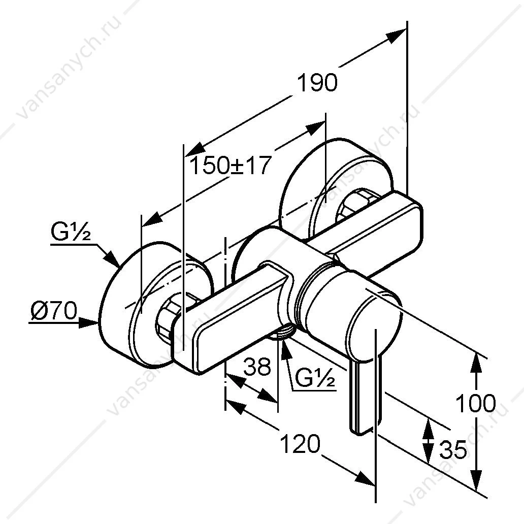 Смеситель для душа KLUDI ZENTA DN 15 черный/хром, 388708675