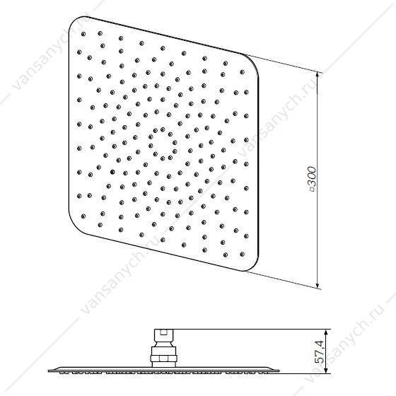 Верхний душ AM.PM, d 300*300 мм, хром, F05S0003