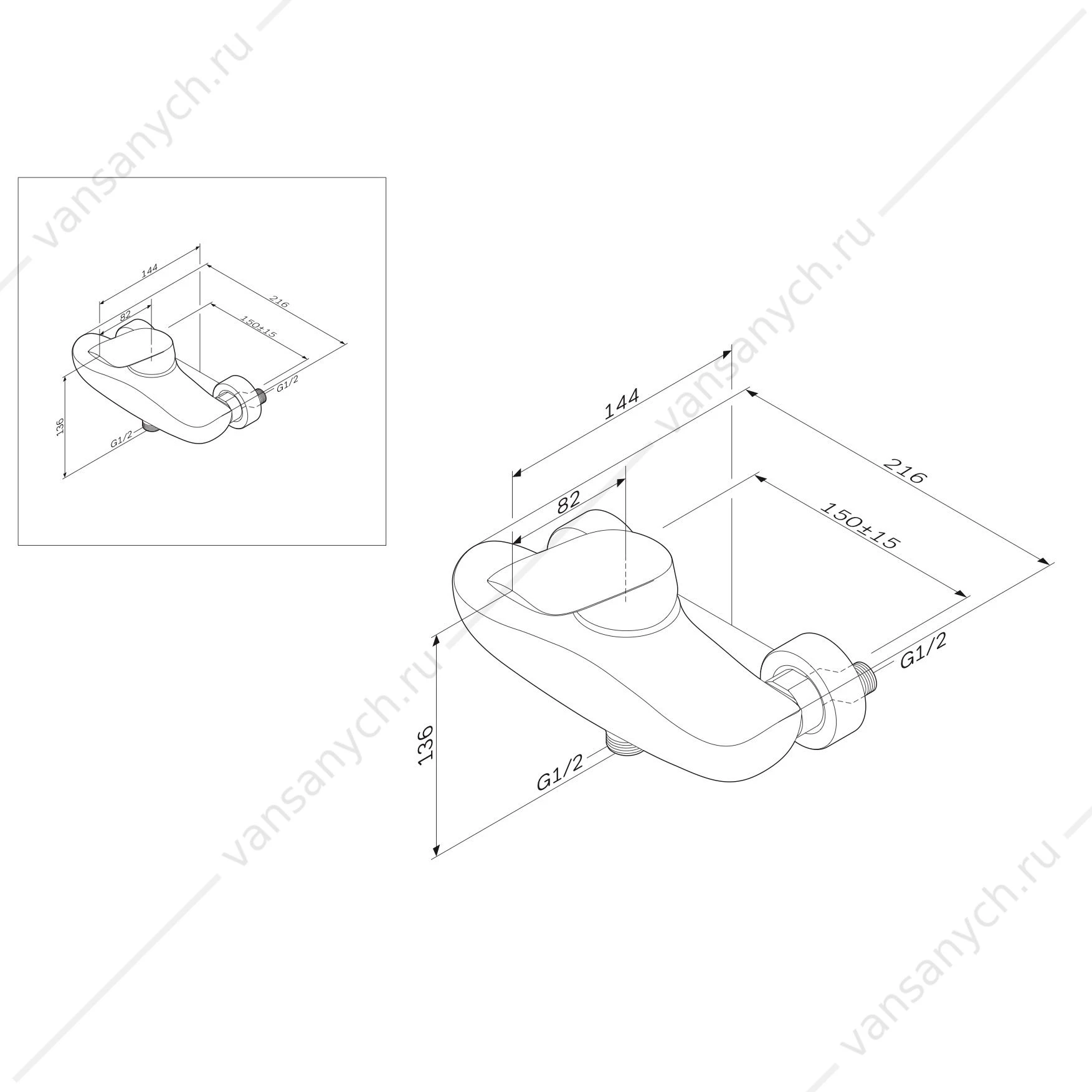 Смеситель для душа AM.PM Bliss L хром, F5320064