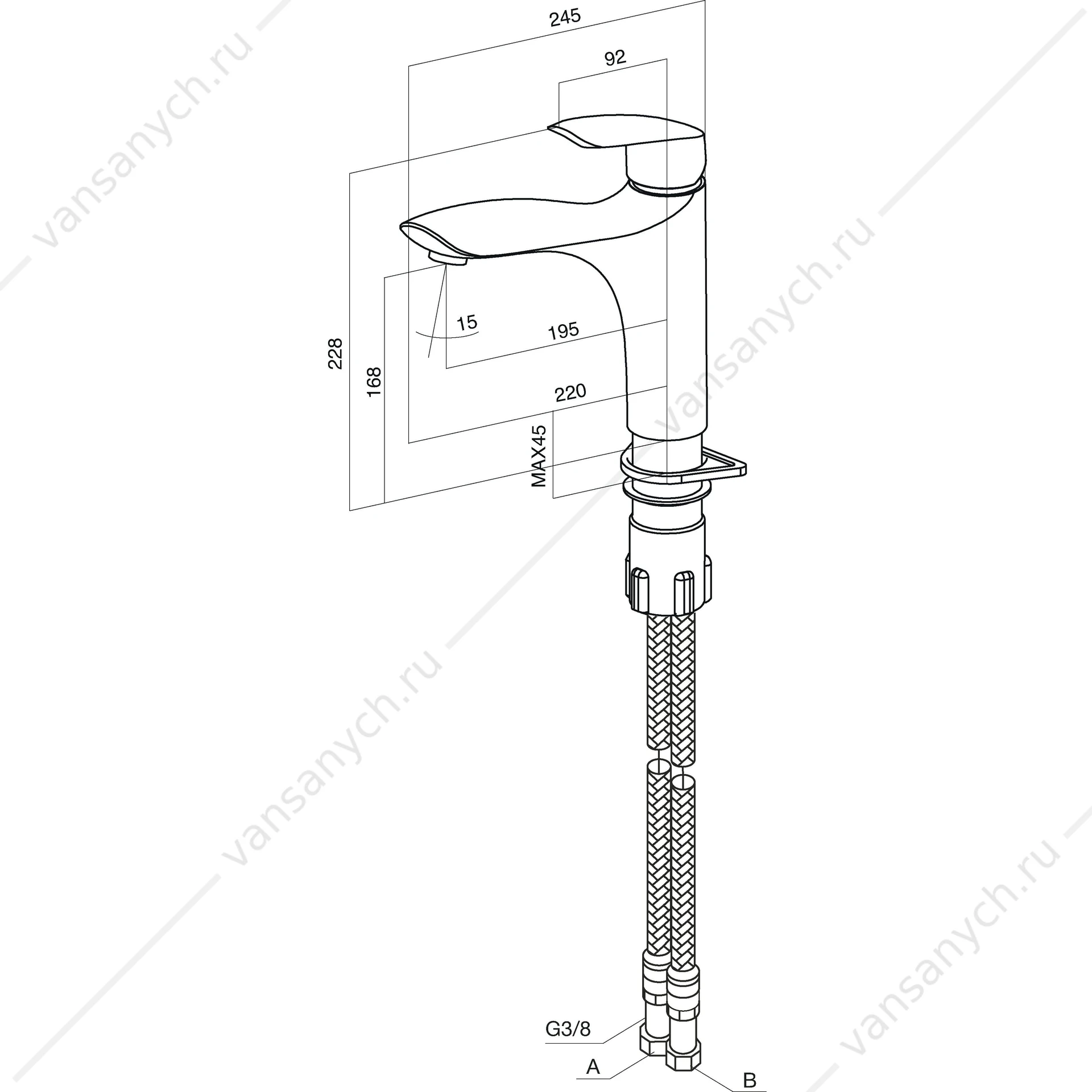 Смеситель для кухни AM.PM Bliss L, излив 195 мм, хром, F5300032