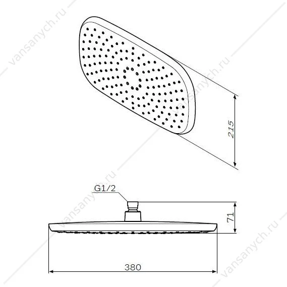 Верхний душ AM.PM Sensation верхний душ 380 * 215 мм, F0530000