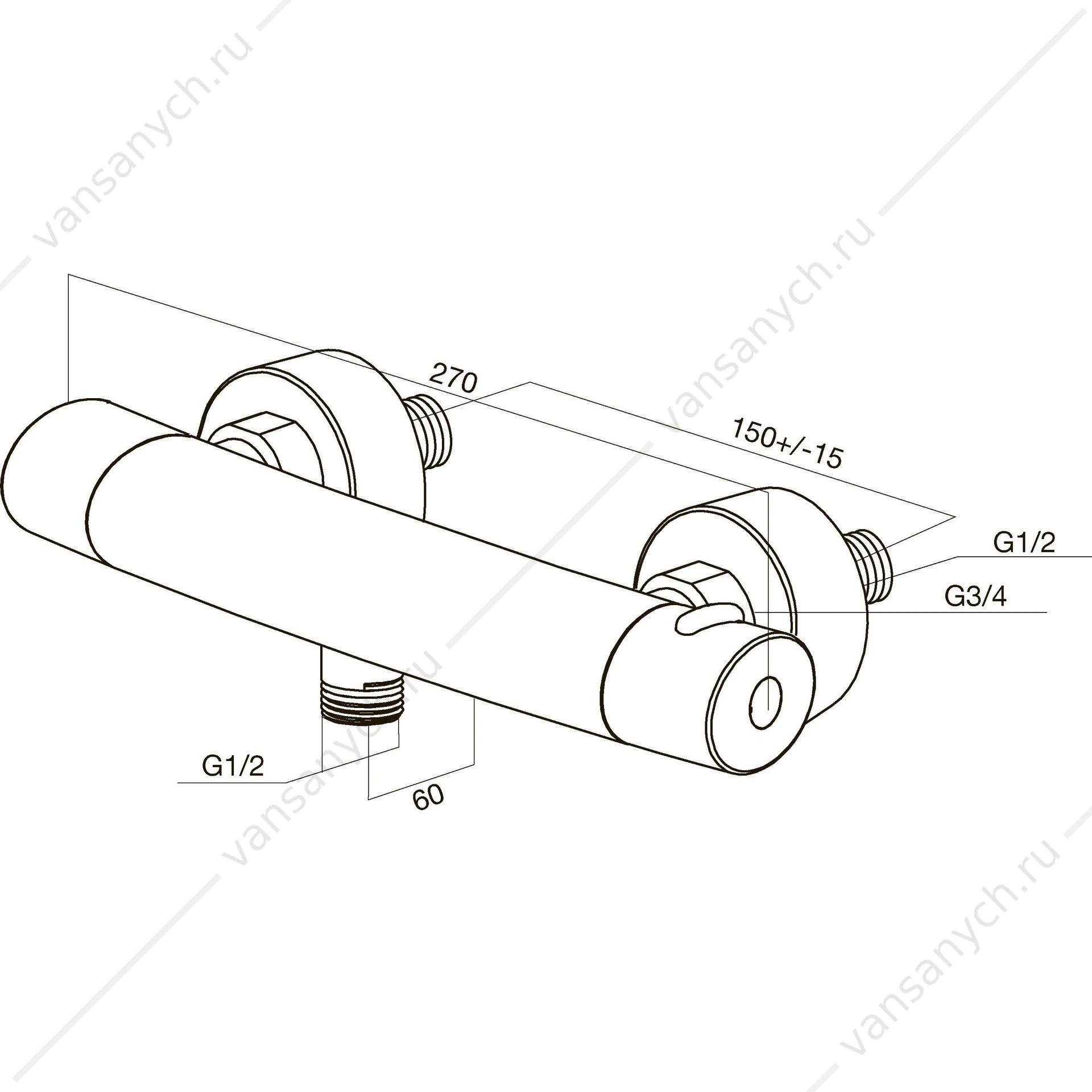 Смеситель для душа AM.PM Sense, с термостатом хром, F7540064