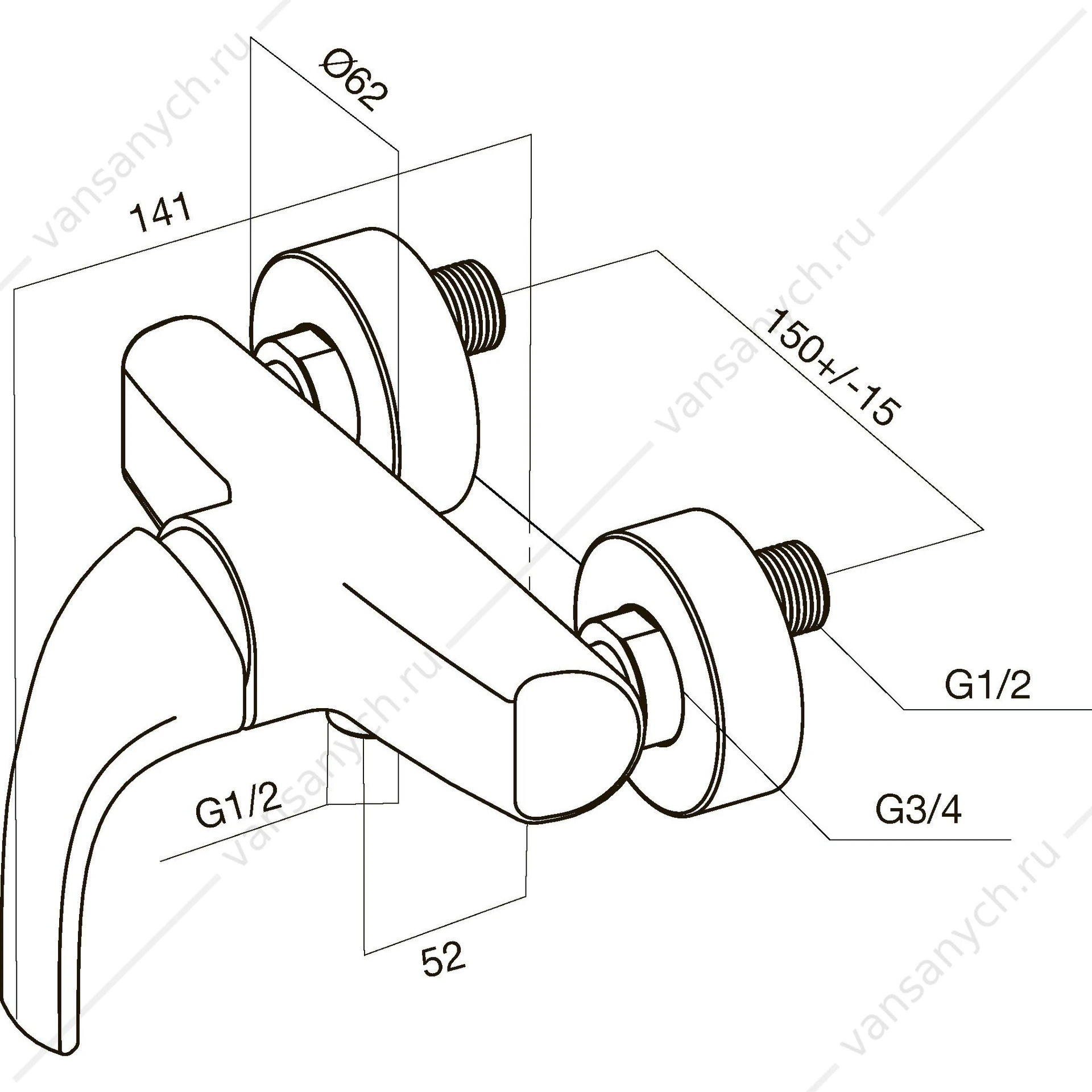 Смеситель для душа AM.PM Sense, хром, F7520032
