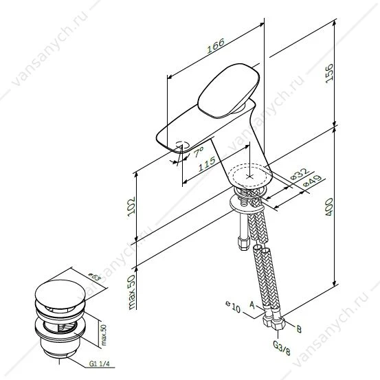 Смеситель для умывальника AM.PM Spirit V2.0 с д/к, хром, F70A82100