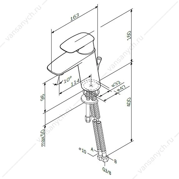 Смеситель для умывальника AM.PM Spirit V2.1 без д\к, F71A02100