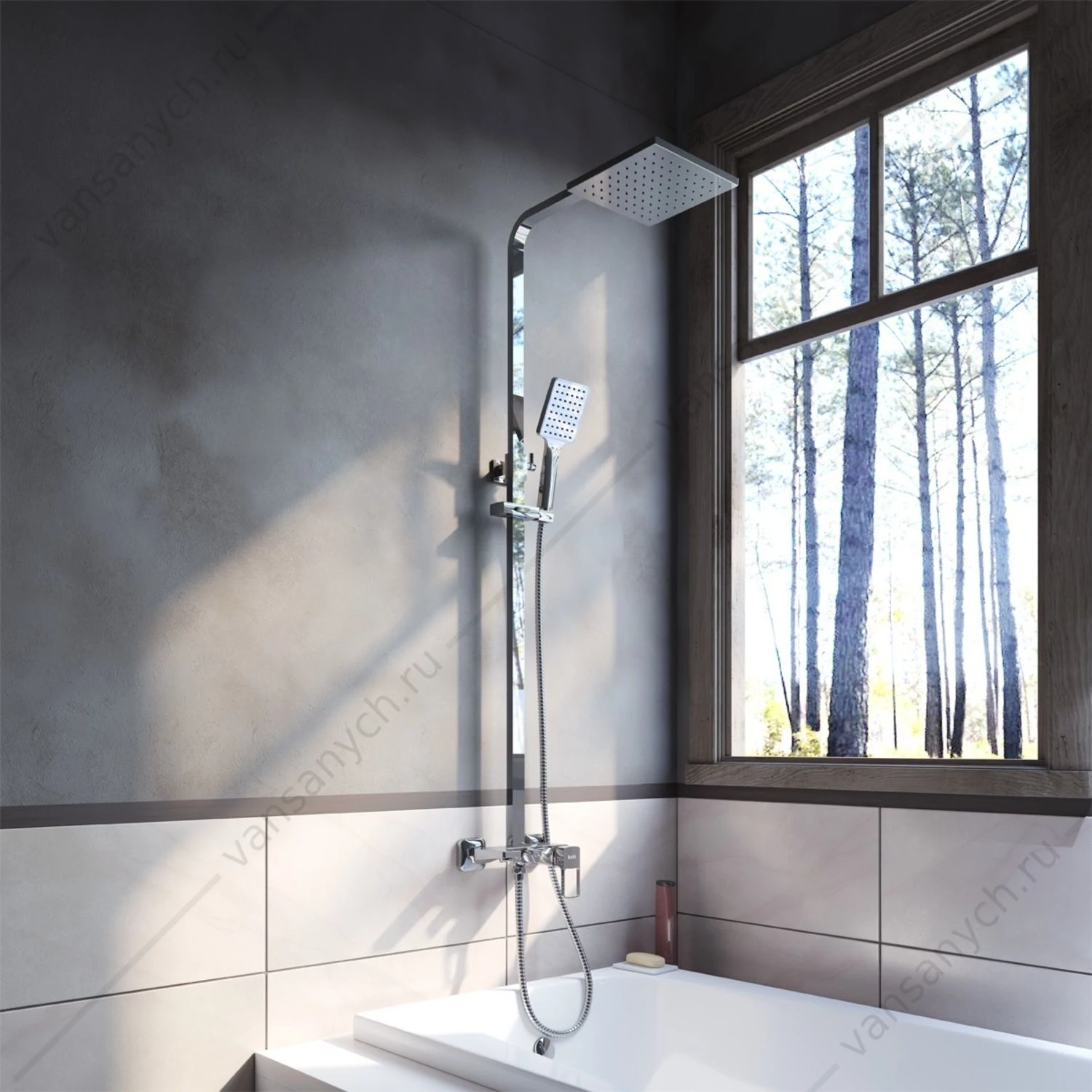 Смеситель для ванны с верхним душем IDDIS Bild, BILSB1Fi06, хром