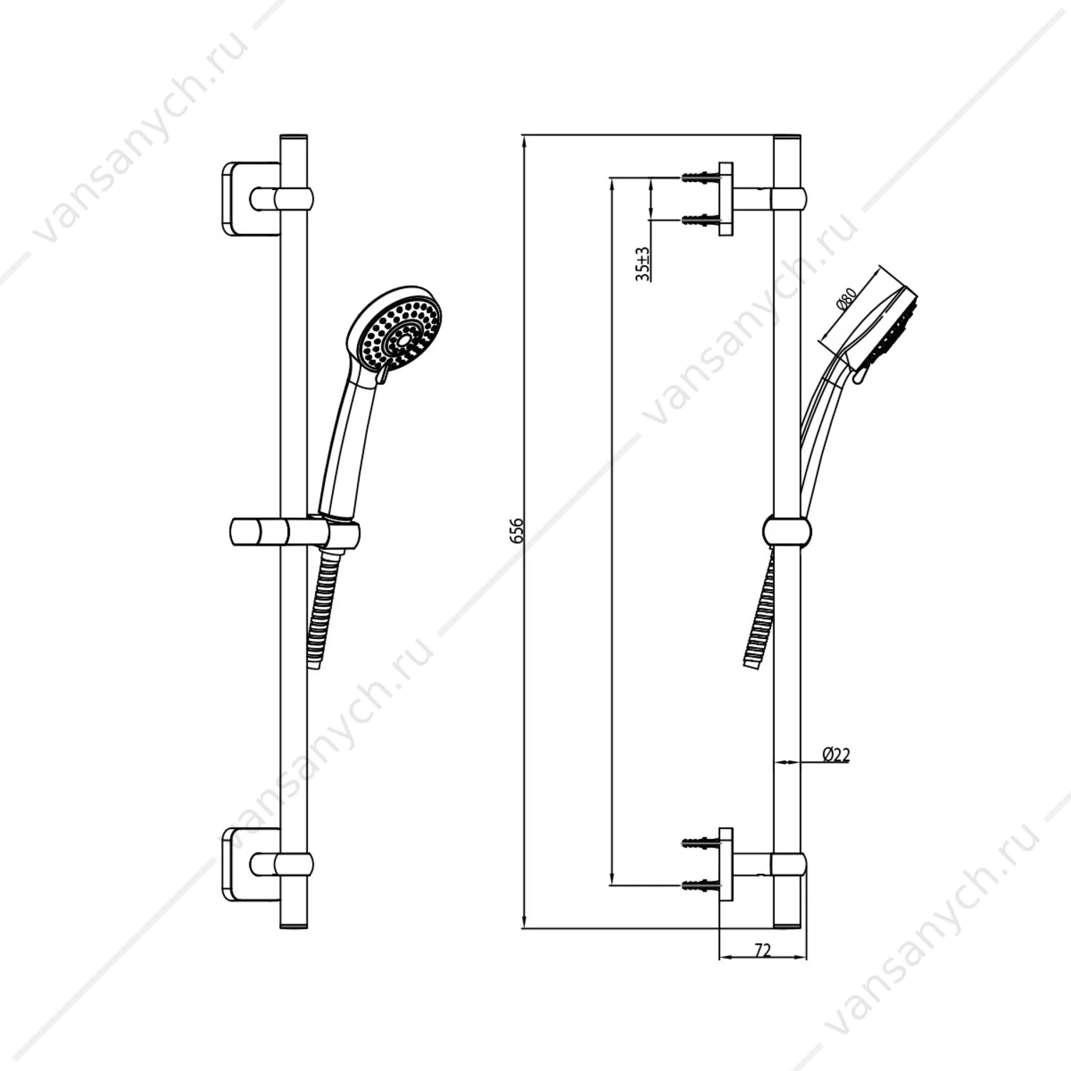 Душевой гарнитур IDDIS Bild, BIL3F65i16, хром