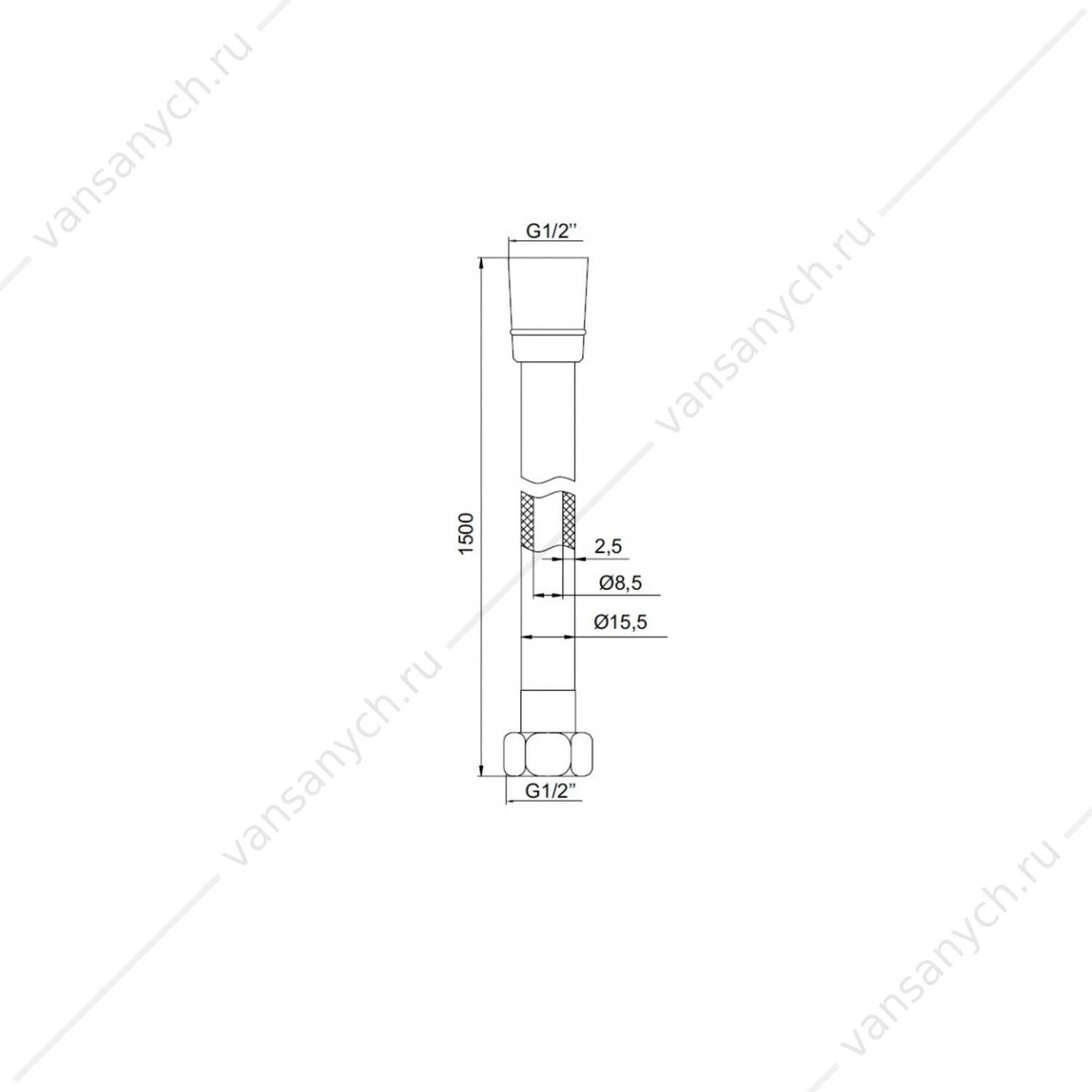 Шланг 1,5м IDDIS 04P15BLi19, черный