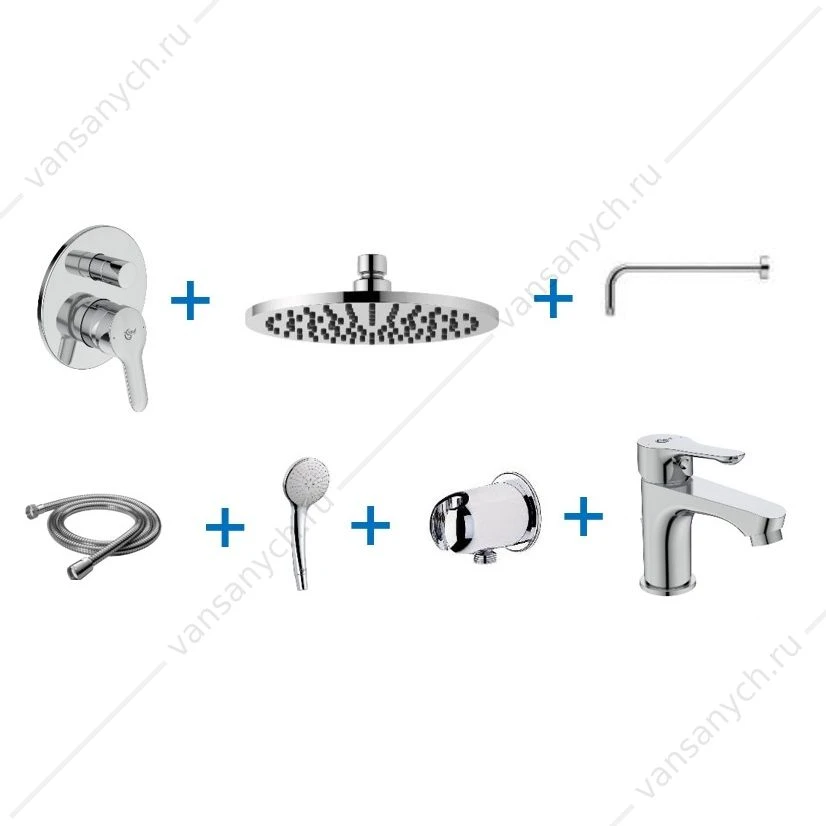 Набор смесителей для ванной Ideal Standard "Alpha 7 в 1" BD003AA, хром