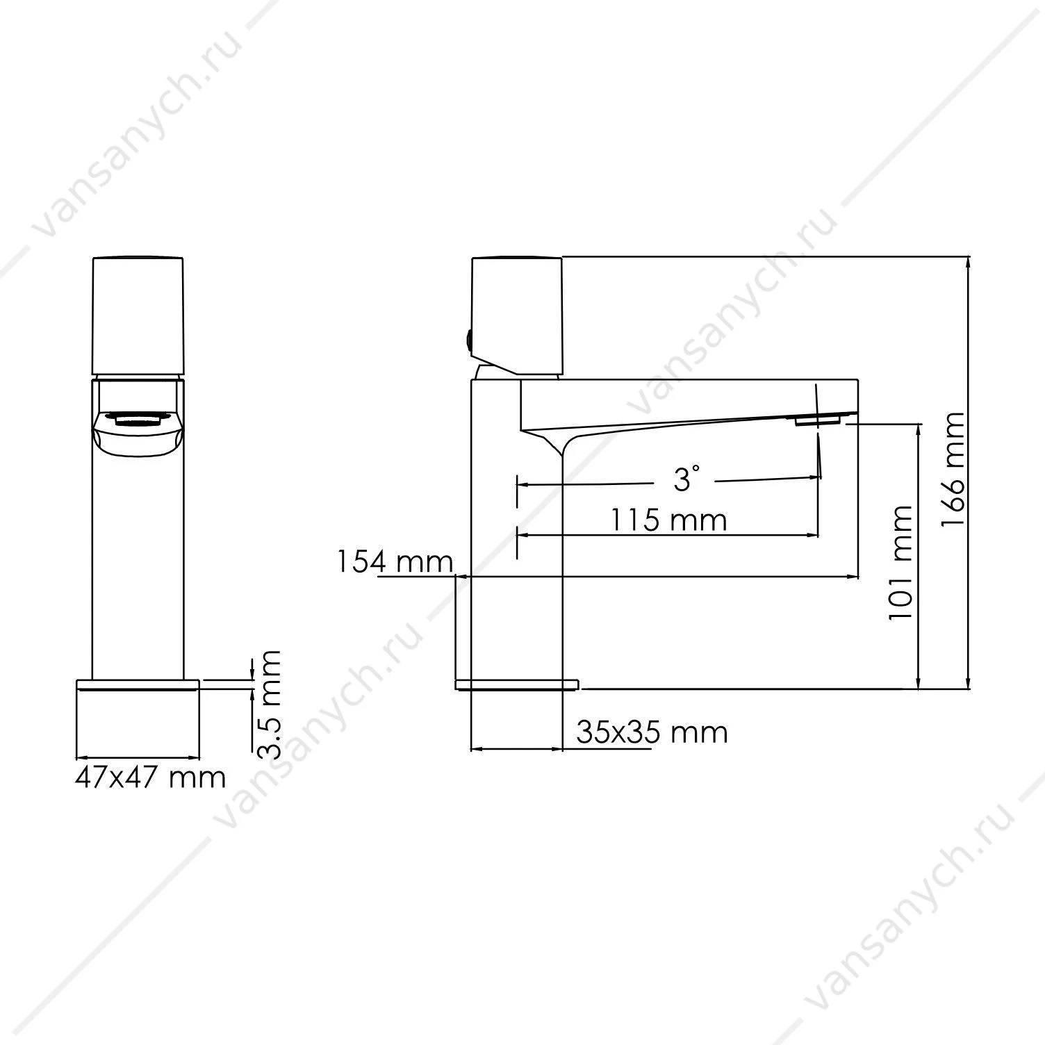 Смеситель для раковины Naab 8603, хром