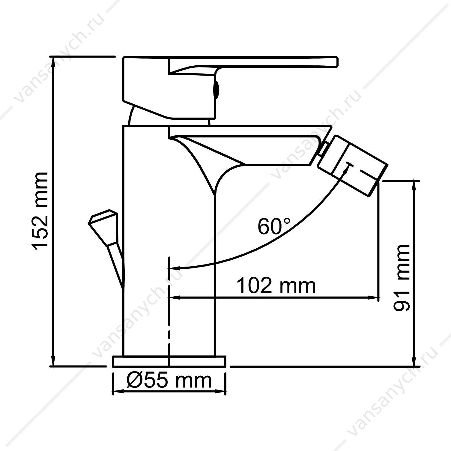 Смеситель для биде с донным клапаном Mindel 8506, белый