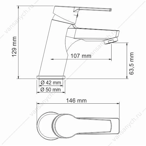 Смеситель для раковины Rhin 4403, хром