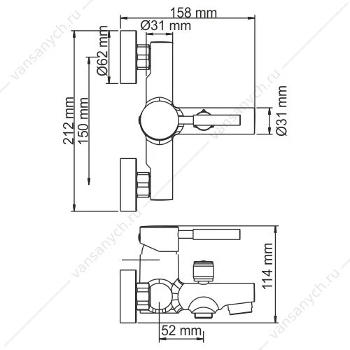 Смеситель для ванны с коротким изливом Main 4101, хром