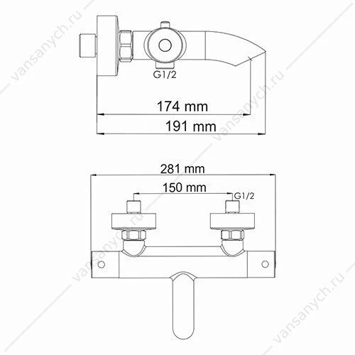 Смеситель термостат. для ванны Berkel 4811 Thermo, хром