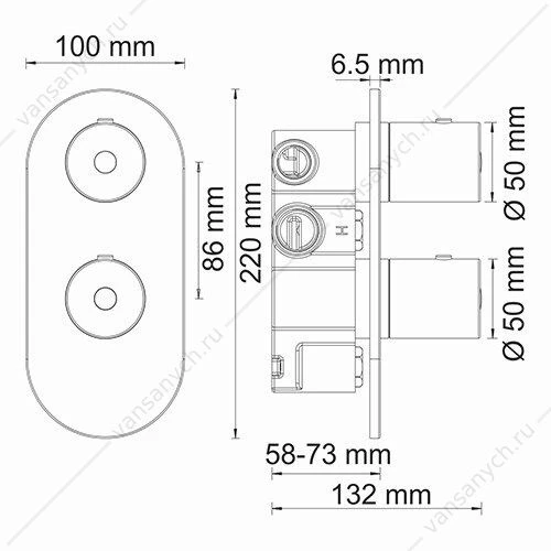 Смеситель термостат. для ванны и душа встраиваемый Berkel 4833 Thermo, хром