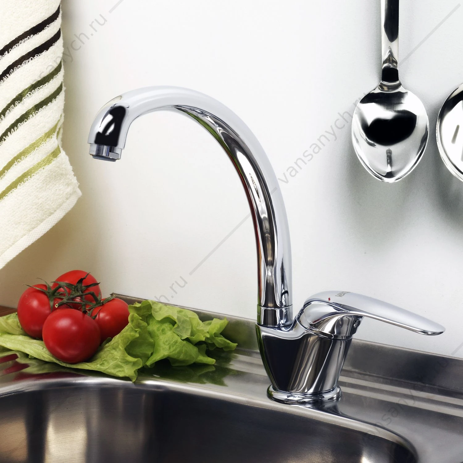 Смеситель для кухни Rossel 2807, хром