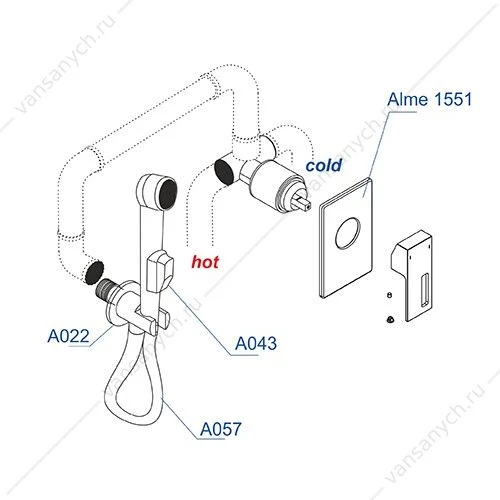 Комплект гигиенического душа со шлангом 120 см,  A01557, хром