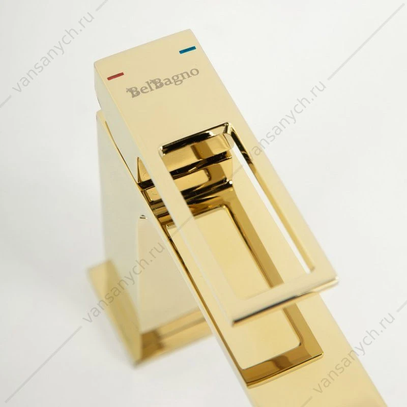 Смеситель для раковины с донным клапаном BELBAGNO LUCE золото