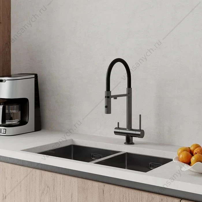 Смеситель для кухни с каналом для фильтрованной воды IDDIS Ace, графит/черный, ACEGMFFi05