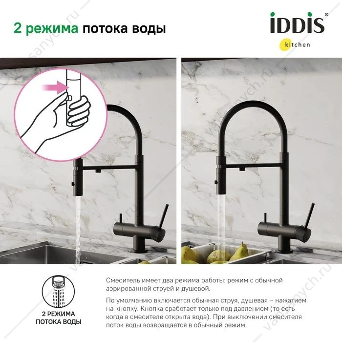 Смеситель для кухни с каналом для фильтрованной воды IDDIS Ace, черный, ACEBLFFi05