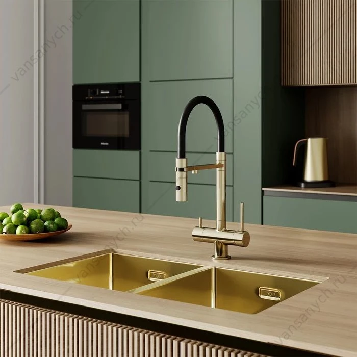 Смеситель для кухни с каналом для фильтрованной воды IDDIS Ace, золото матовое, ACEMGFFi05