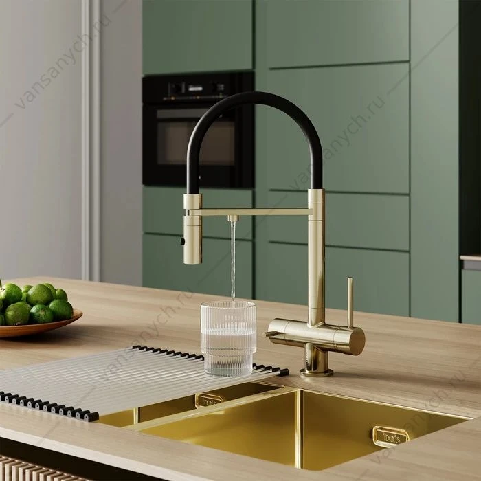 Смеситель для кухни с каналом для фильтрованной воды IDDIS Ace, золото матовое, ACEMGFFi05