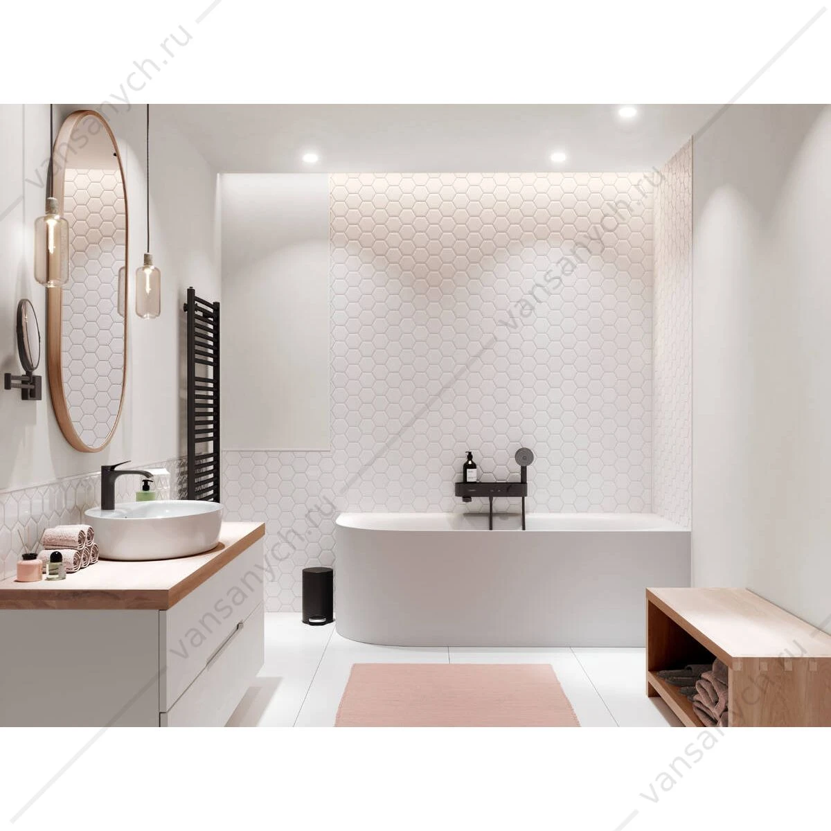 Смеситель термостат для ванны Hansgrohe ShowerTablet Select 400, черный, 24340670