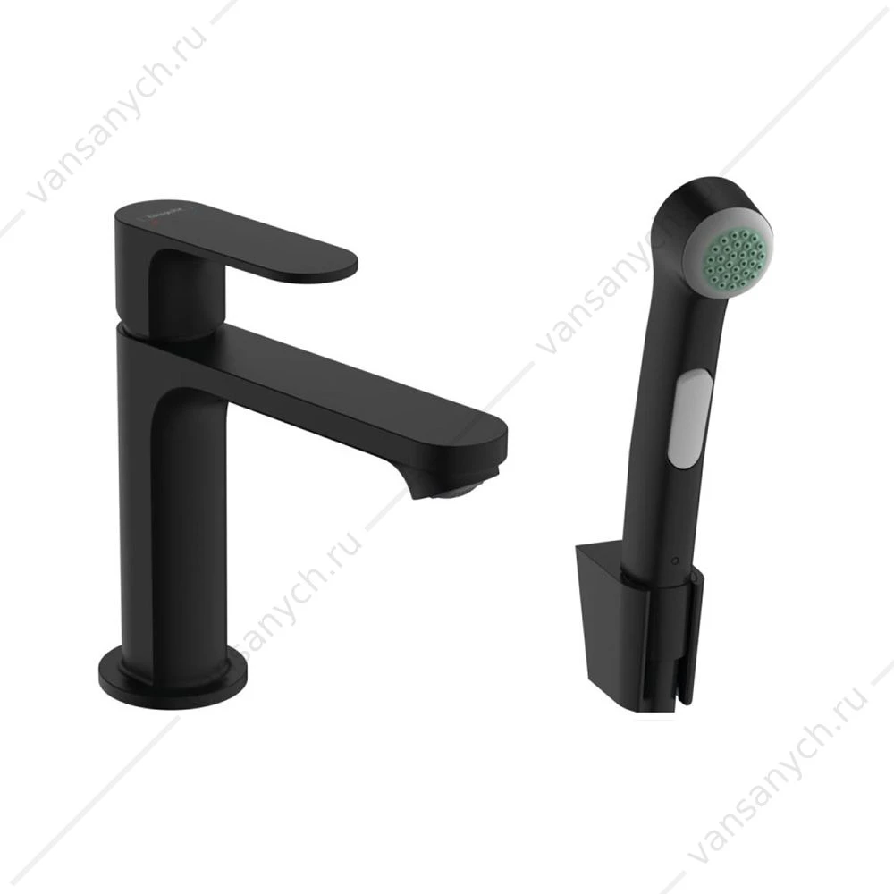 Смеситель для раковины 110 с гигиеническим душем Hansgrohe Rebris S, черный 72215670