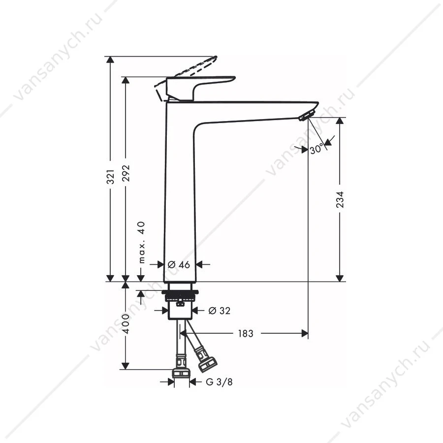 Смеситель для раковины Hansgrohe Talis E черный 71717670
