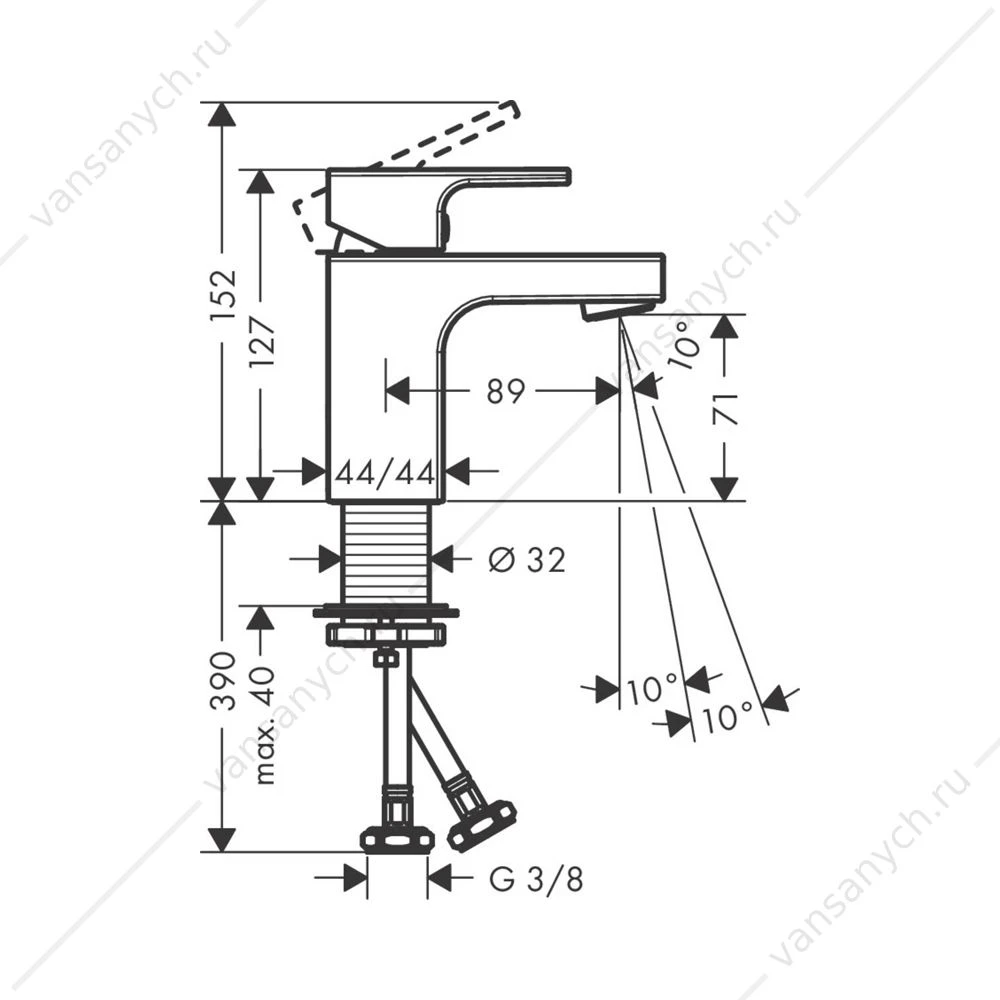 Смеситель для раковины Hansgrohe Vernis Shape 70 черный без сливн. набора 71567670