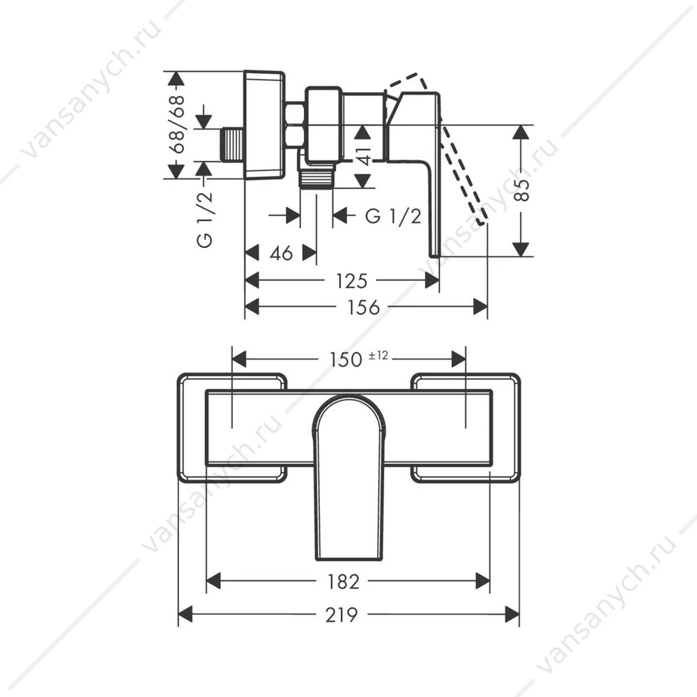 Смеситель для душа Hansgrohe Vernis Shape ВМ 71650670 черный