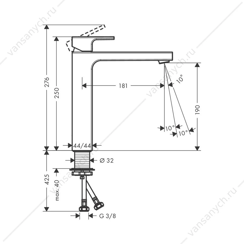 Смеситель для раковины Hansgrohe Vernis Shape черный 71591670