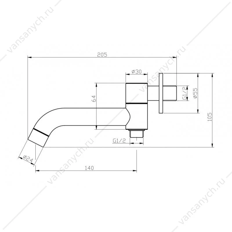 Излив для ванны с дивертором для душа BELBAGNO ANCONA-BCA-CRM, хром