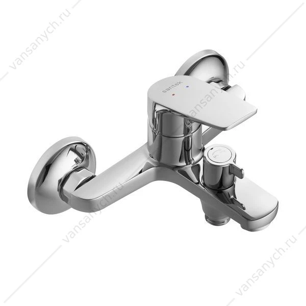 Смеситель для ванны SANTEK Кант, с лейкой, шлангом, держат., хром, WH5A10002C001