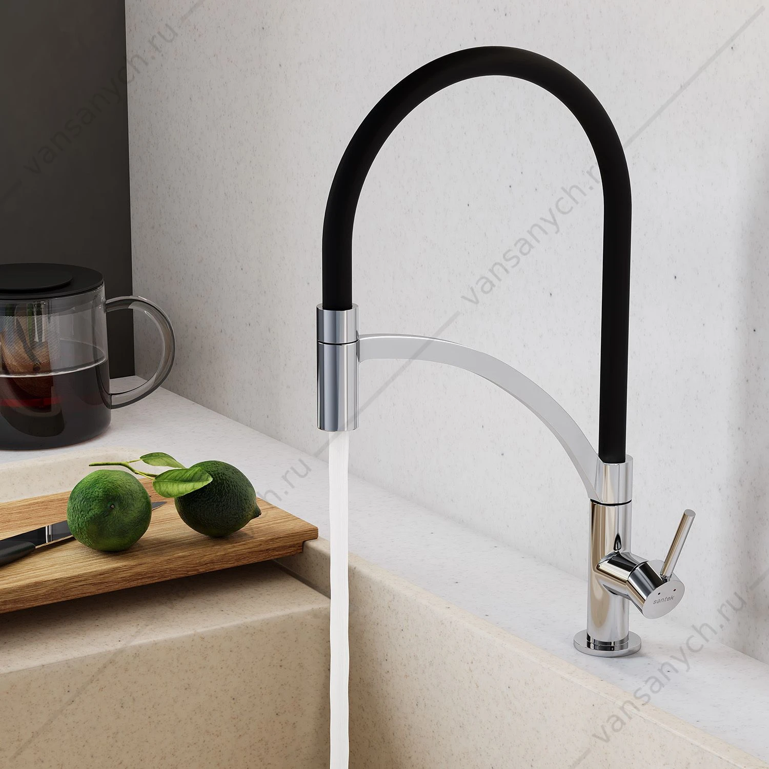 Смеситель для кухни SANTEK Брукс, гибкий излив хром, WH5A45013C001