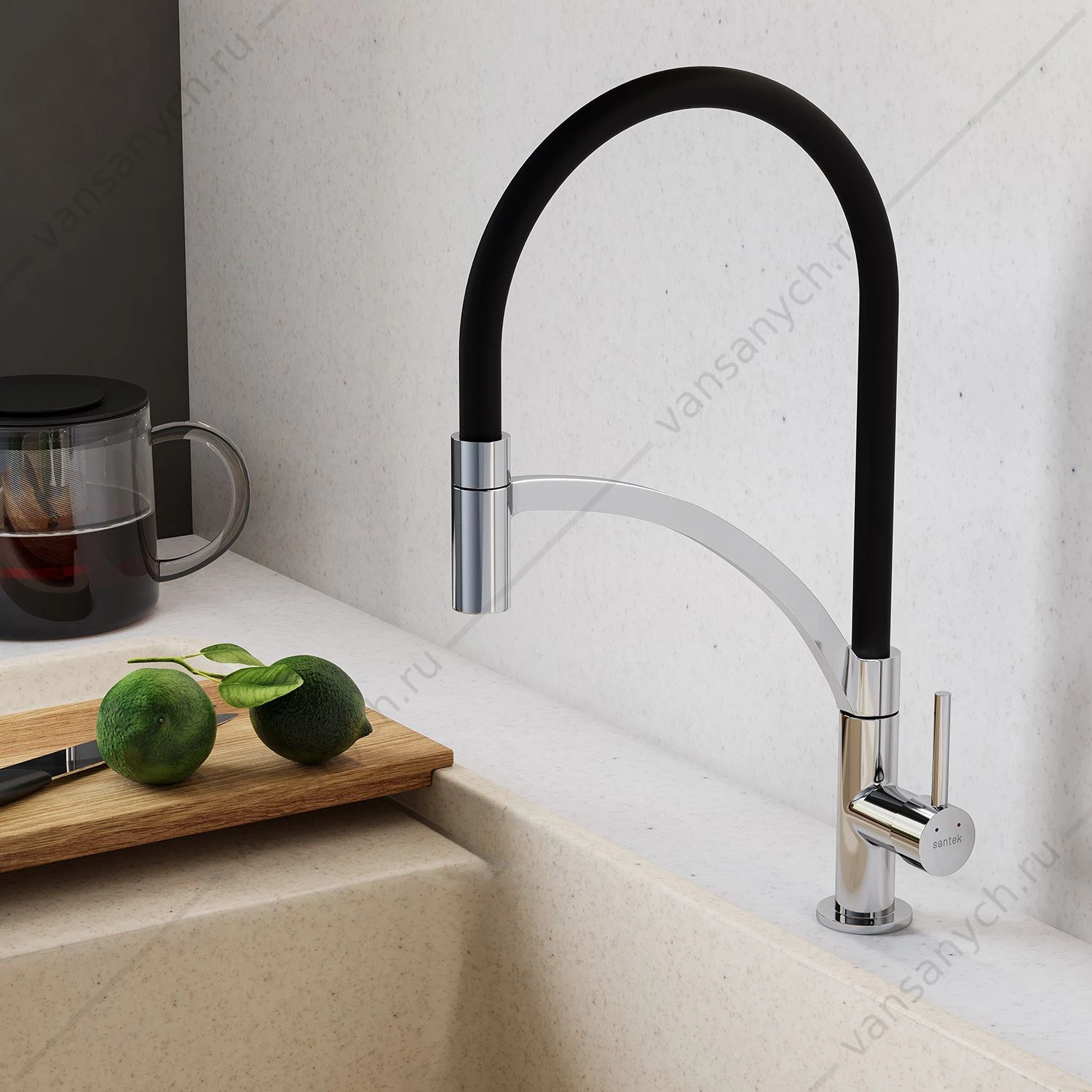 Смеситель для кухни SANTEK Брукс, гибкий излив хром, WH5A45013C001