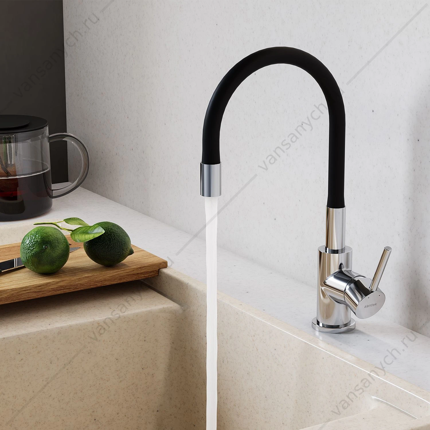 Смеситель для кухни SANTEK Тесио, гибкий излив, хром, WH5A44012C001