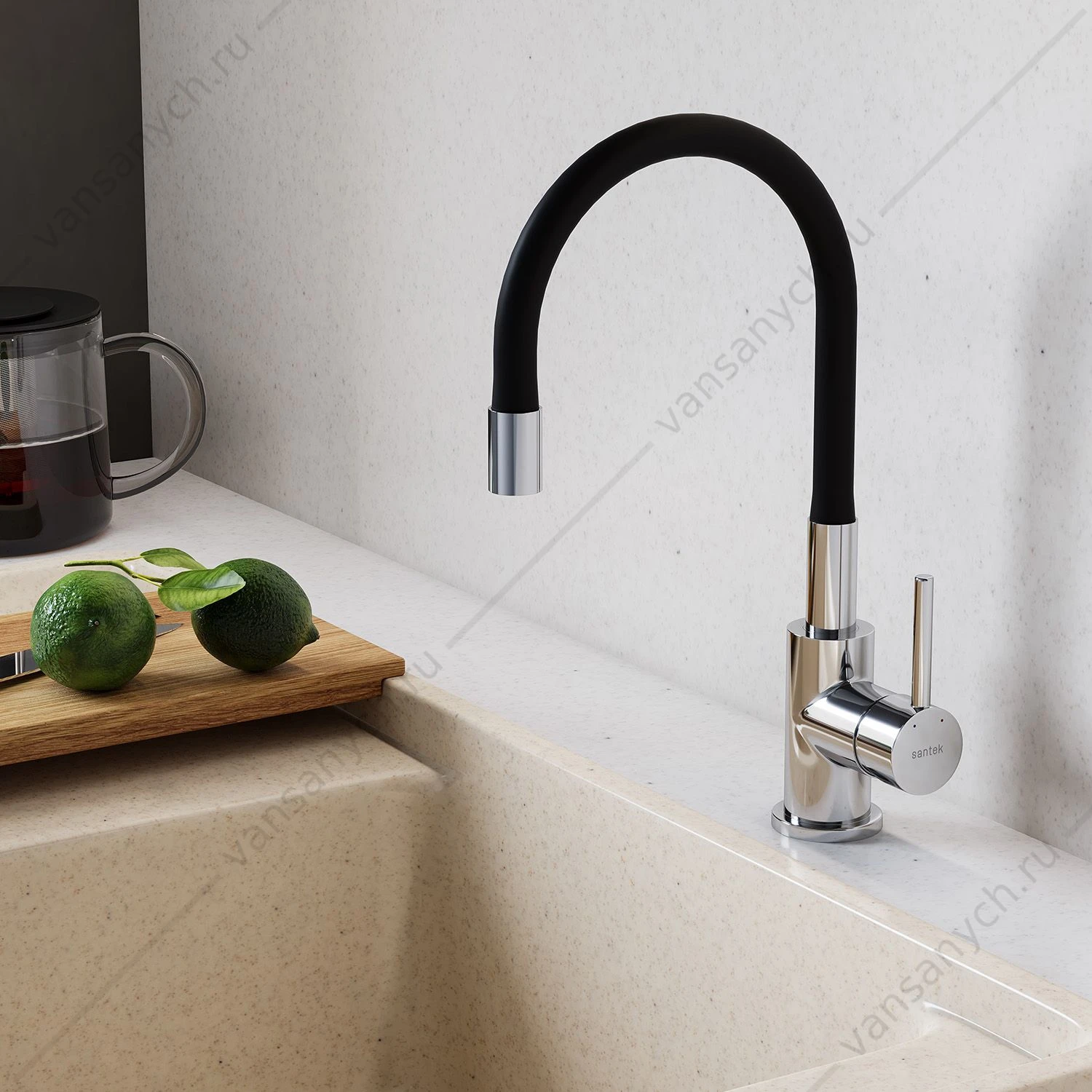Смеситель для кухни SANTEK Тесио, гибкий излив, хром, WH5A44012C001