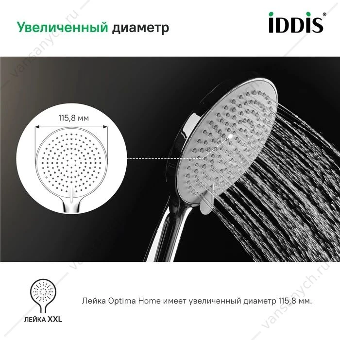 Душевая лейка IDDIS Optima Home хром/белый OPH3F0Ci18