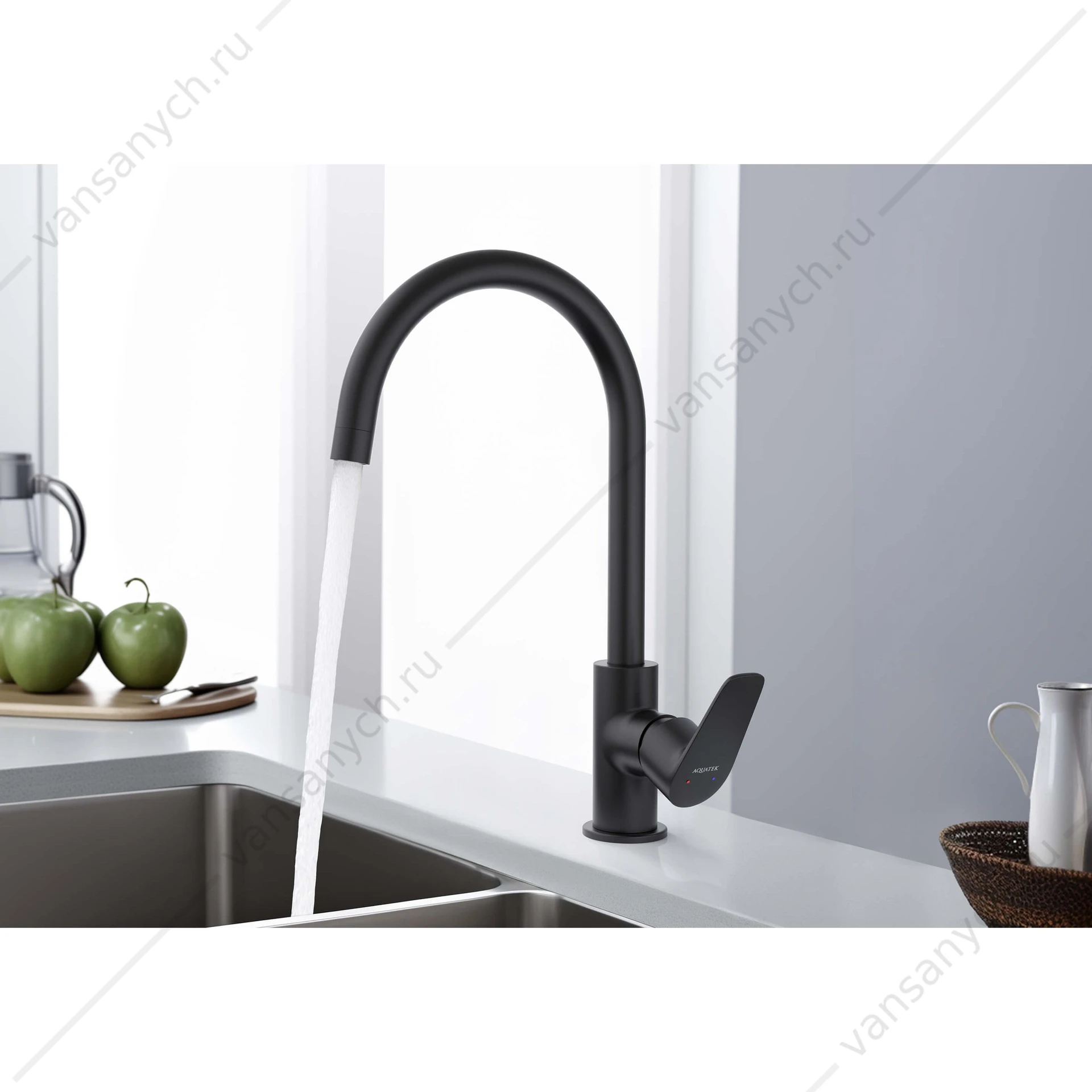 Смеситель для кухни AQUATEK БЕТТА, черный AQ1182MB