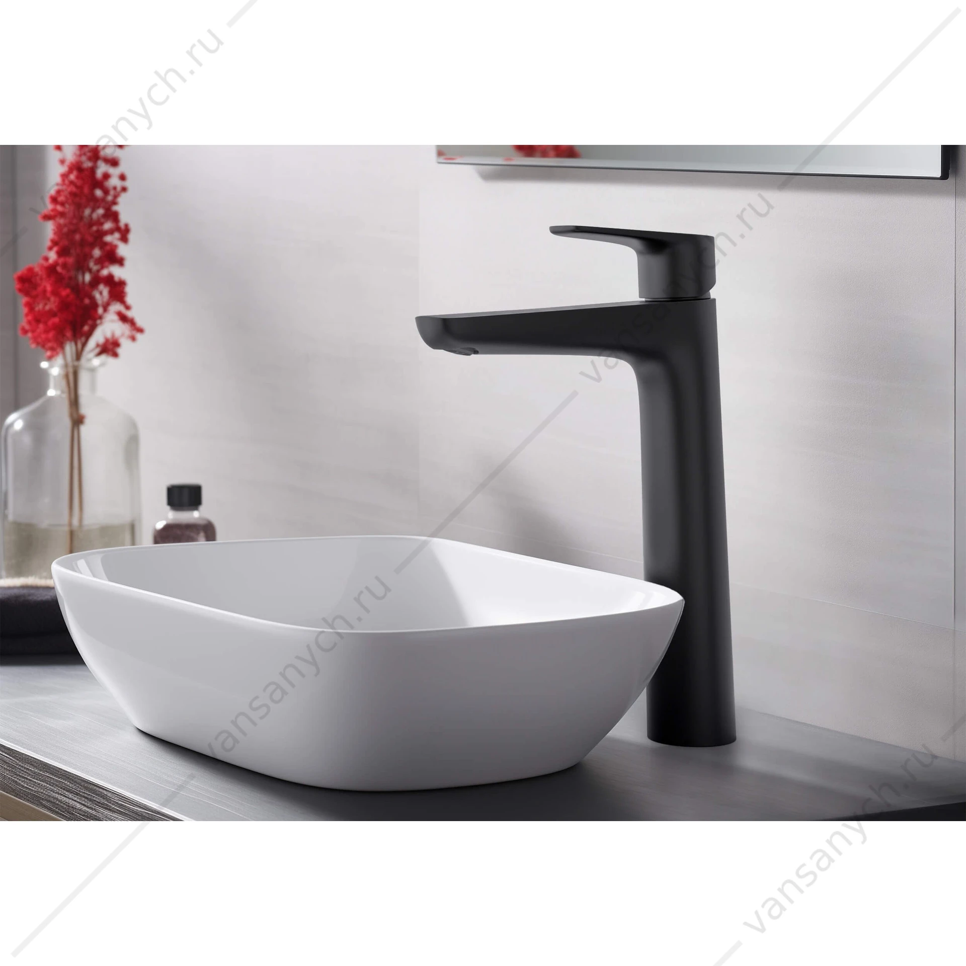 Смеситель для раковины AQUATEK БЕТТА 230, без донного клапана, черный AQ1104MB