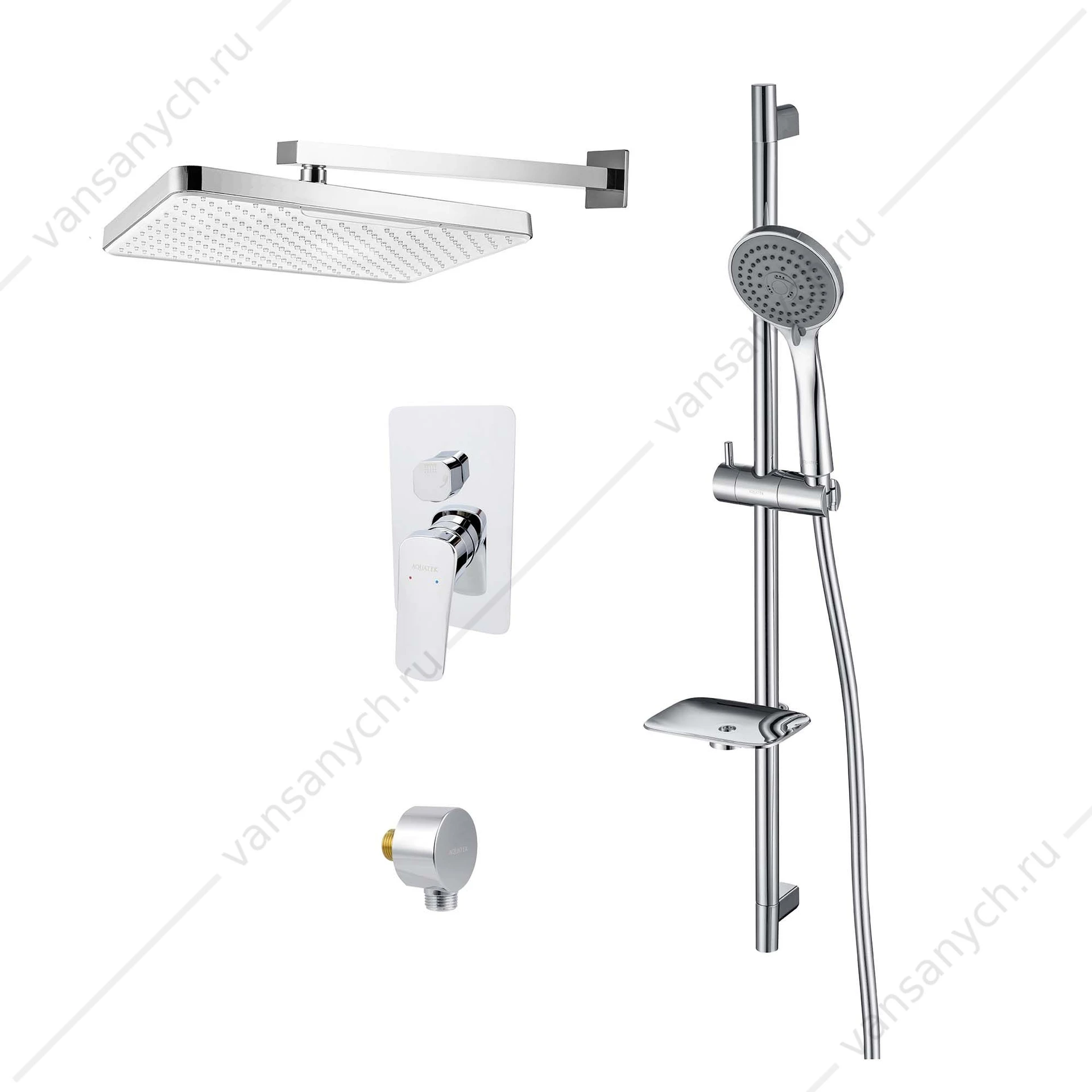 Комплект для душа AQUATEK Вега AQ1074CR 4 в 1 (AQ1046CR + AQ2081CR + AQ2454CR + AQ2011CR)