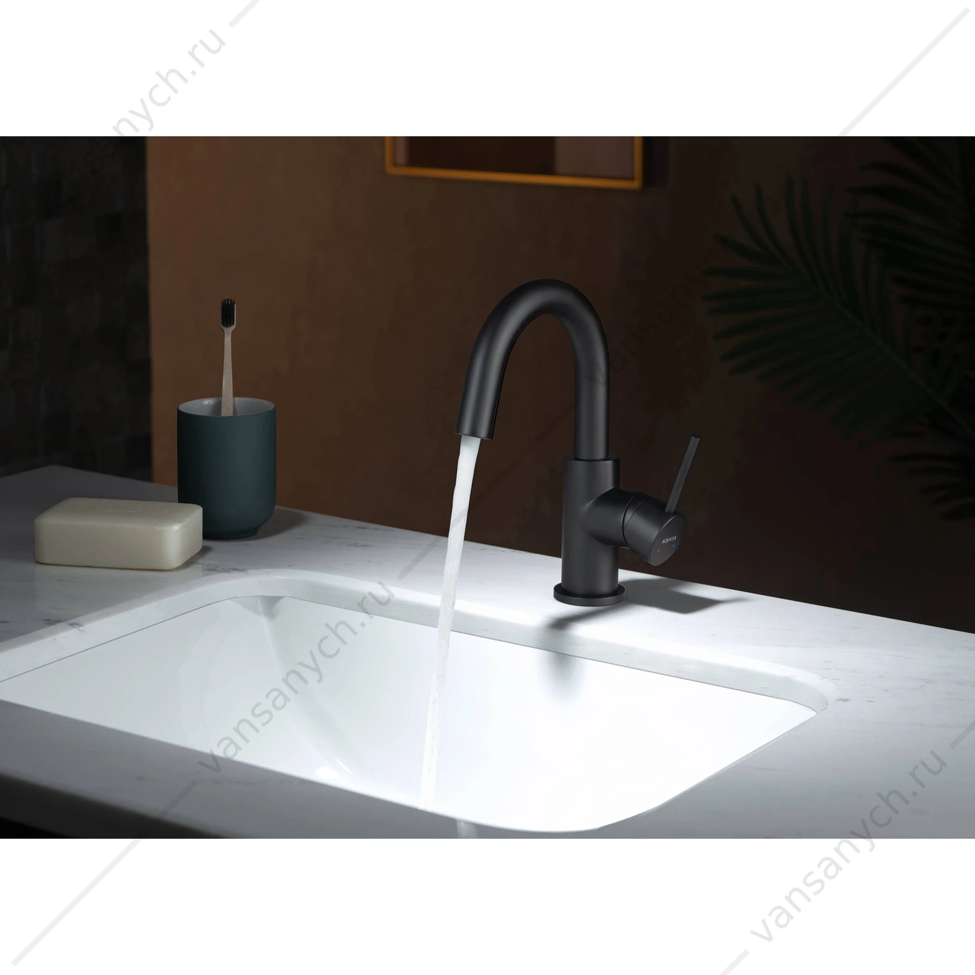 Смеситель для раковины AQUATEK ЕВРОПА, без донного клапана, черный AQ1307MB