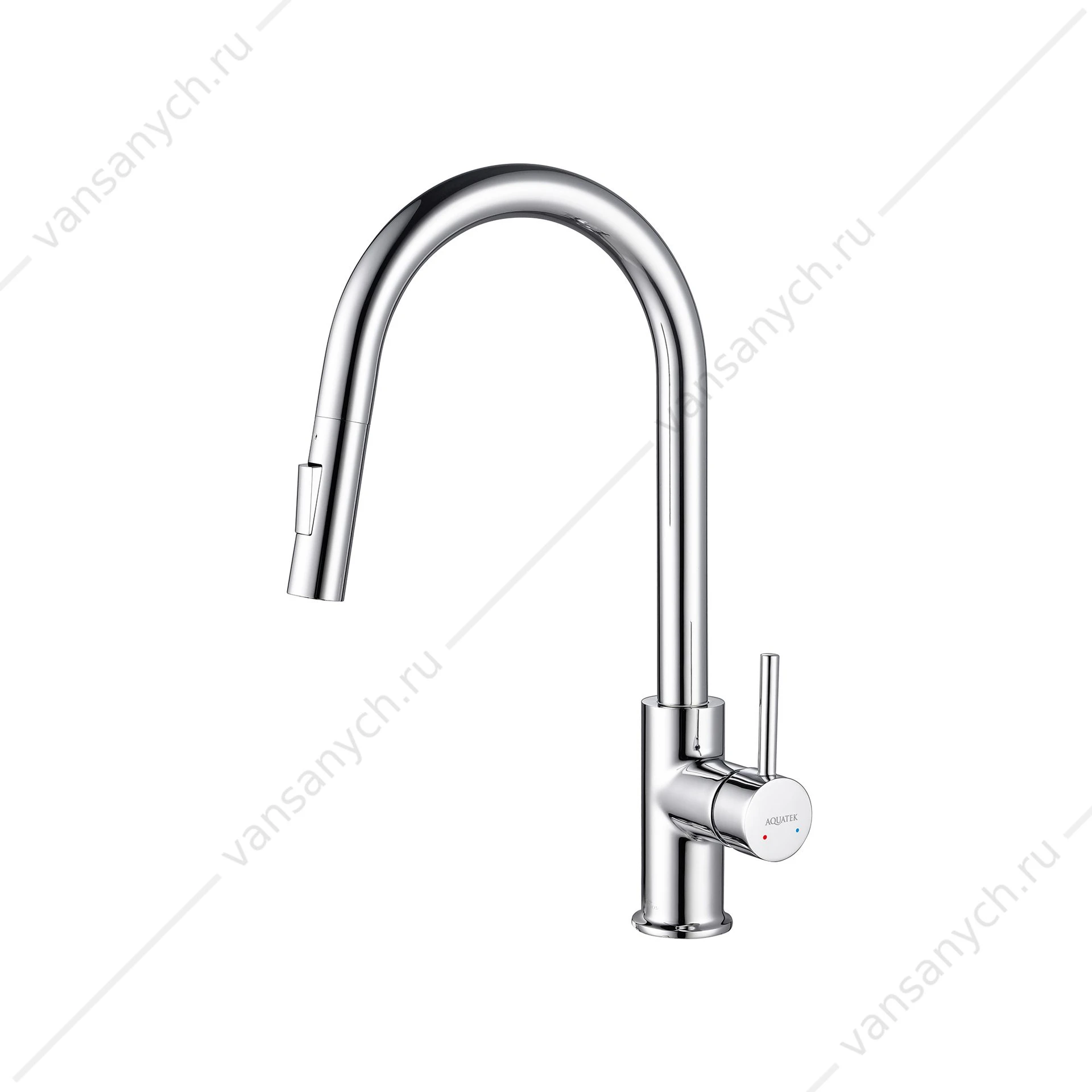 Смеситель для кухни AQUATEK ЕВРОПА, с вытяжным изливом 2 jet, хром AQ1384CR