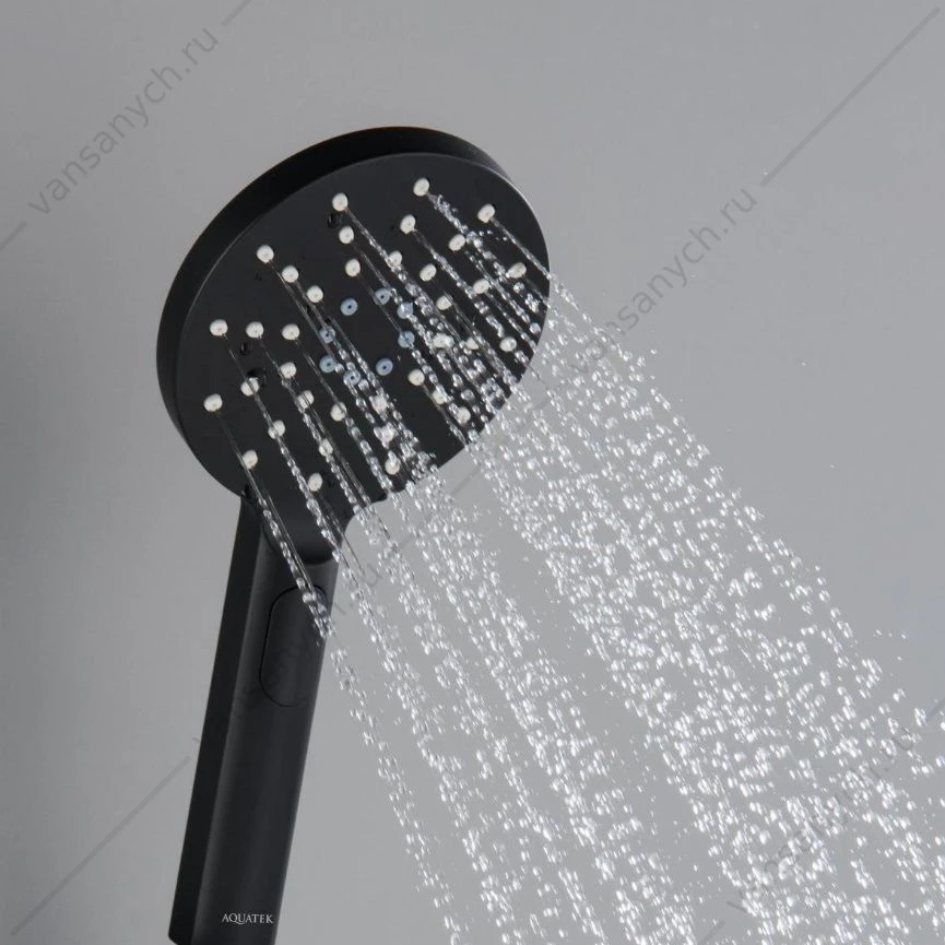 Лейка для душа AQUATEK ОБЕРОН, Select 120 3 jet, матовый черный AQ2006MB